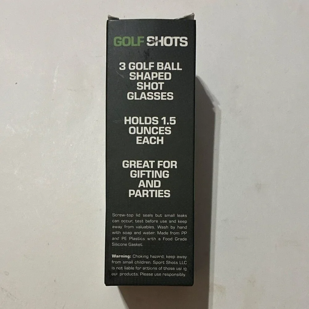 SportShots Golf Shots Set of 3 Golf Ball 1.5 oz Shot Glasses New Open Box